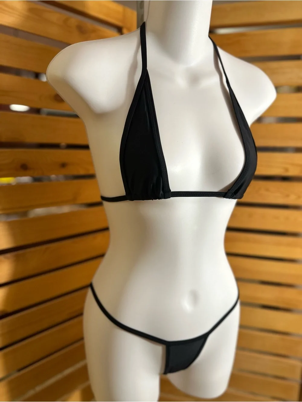 Minimal String Triangle Bikini Set - Black
